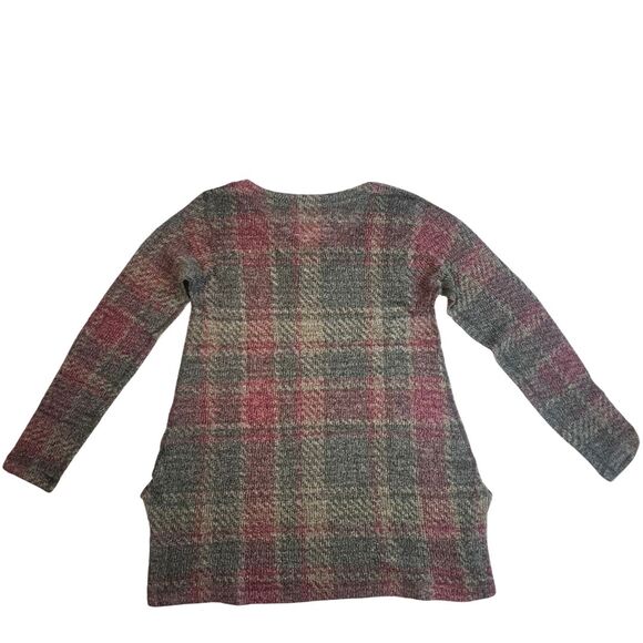 Soft Surroundings Sweater Womens Medium Green Plaid Boho Country Western Tunic - Picture 8 of 12